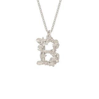 Sterling Silver Floral Letter B Necklace
