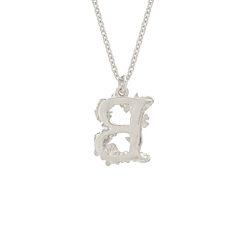 Sterling Silver Floral Letter B Necklace