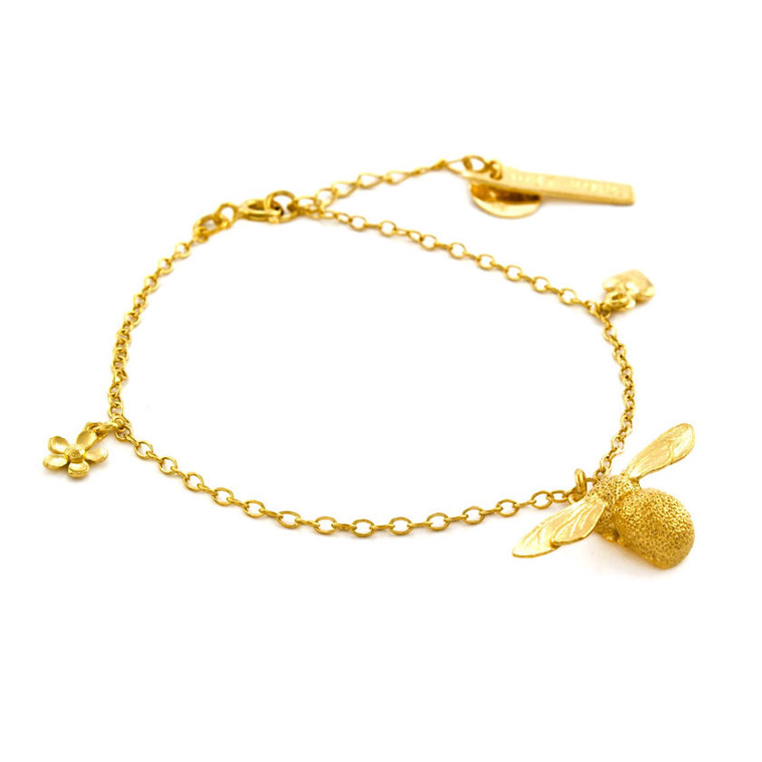 Yellow Gold Vermeil Bee Charm Bracelet