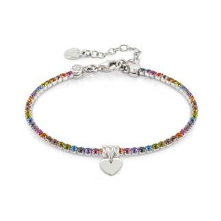 148611 27 Rainbow/Silver Heart Bracelet