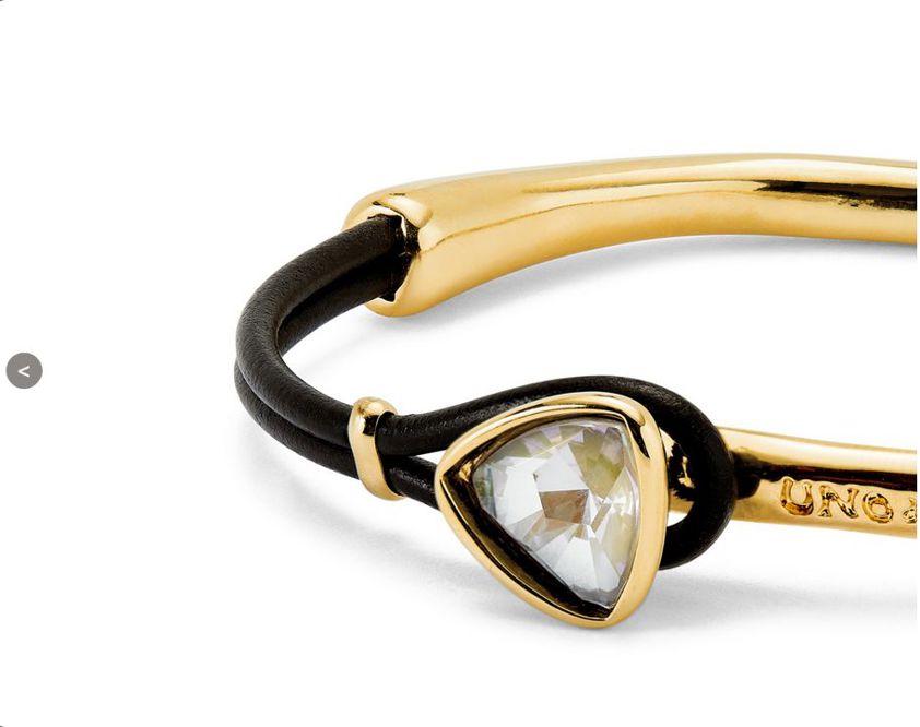 18ct Gold Plated PUL2509 Bangle with Leather/Crystal