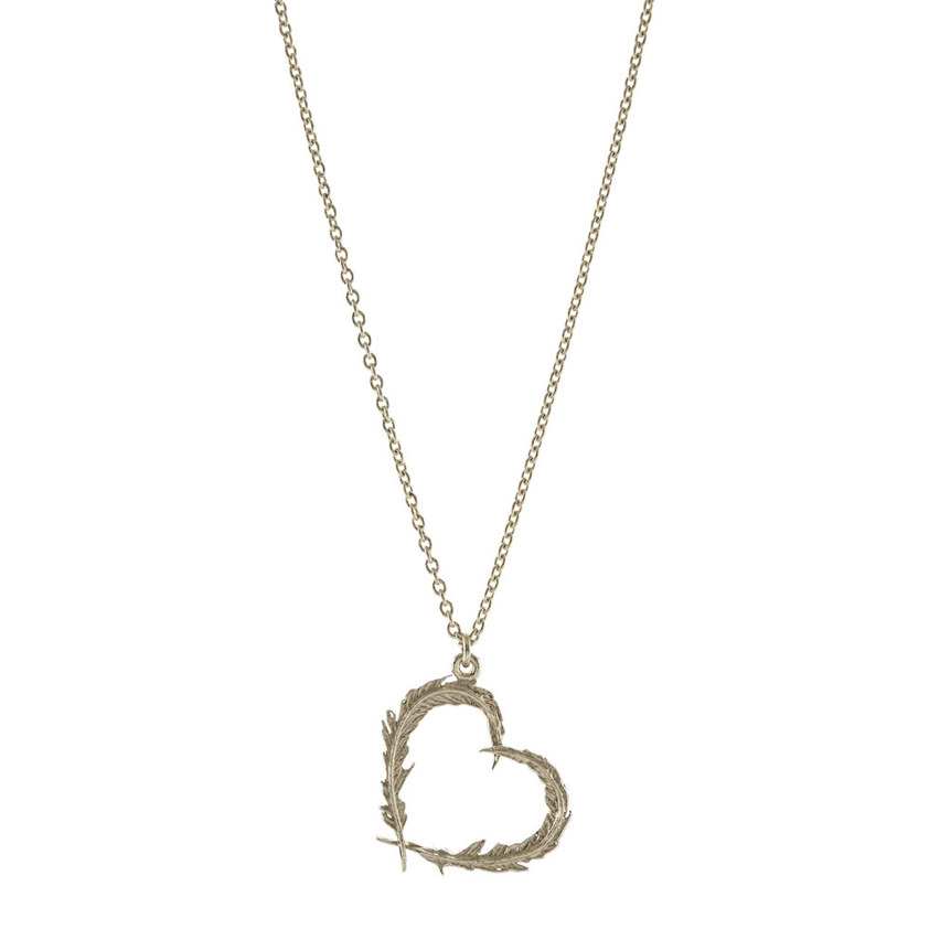 Sterling Silver Delicate Feather Heart Necklace