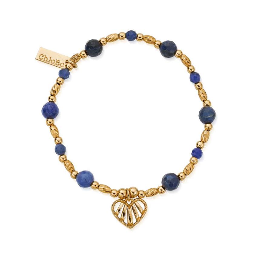 Yellow Gold Plated Heart of Dreams Sodalite Bracelet