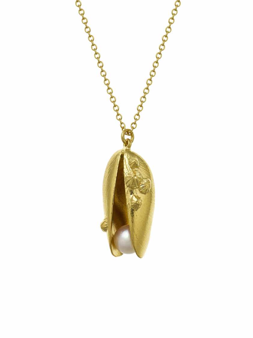 Yellow Gold Vermeil Mussel & Pearl Necklace