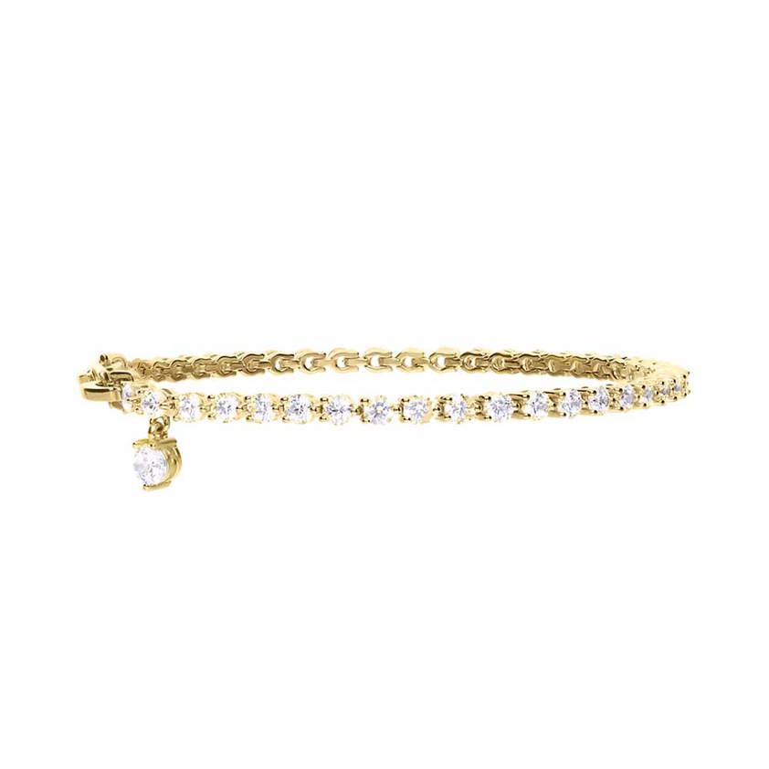 Gold Plated Small Zirconia Charm Tennis Bracelet