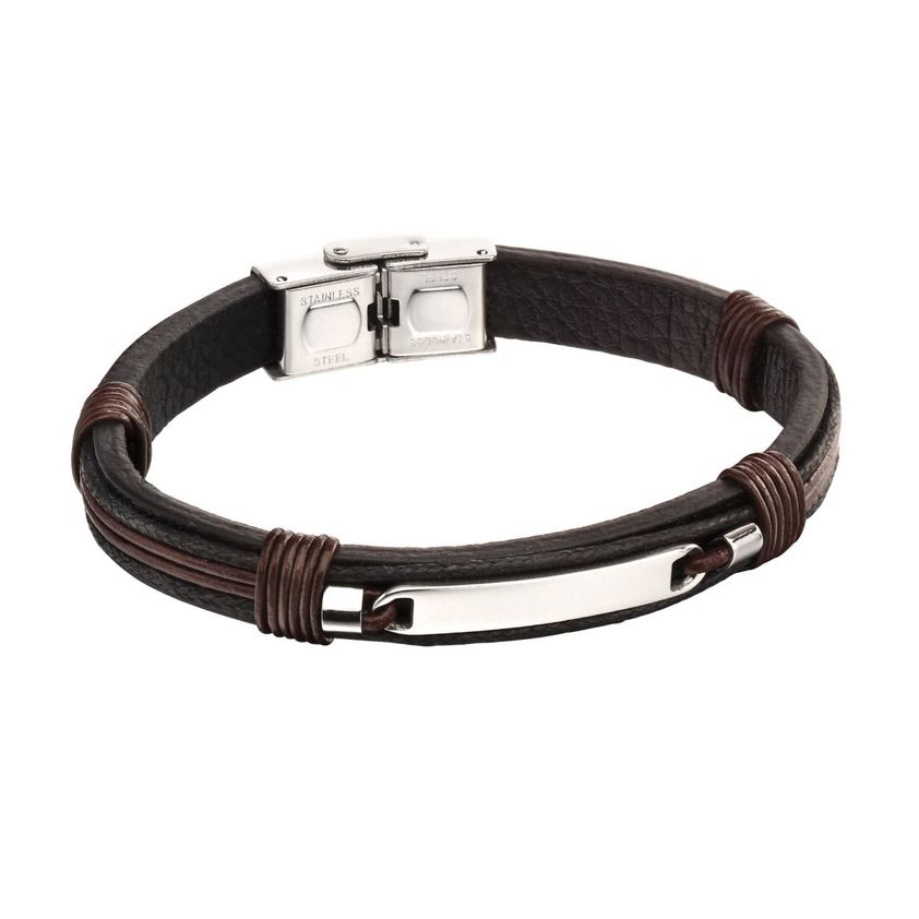 ID Bar Leather Bracelet