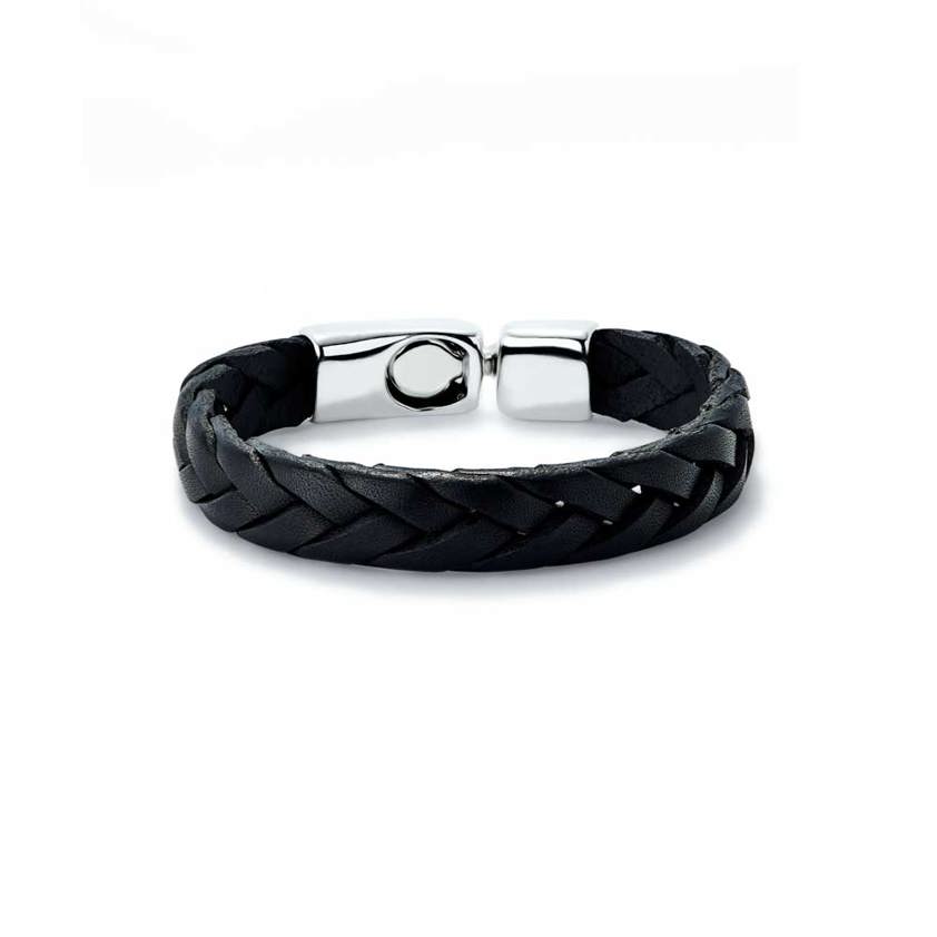 Black                PUL2455 Leather Briaded Bracelet