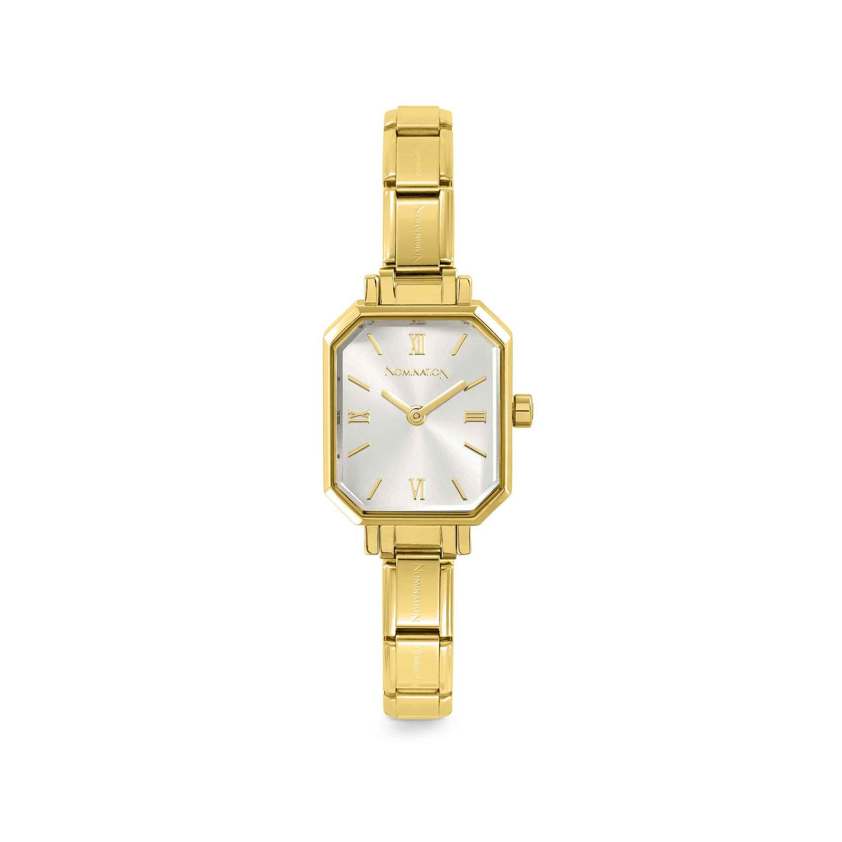 Yellow Gold PVD PARIS Rectangular Silver Dial Watch
