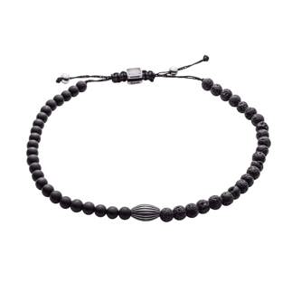 Lava Bead and Onyx Cord Bracelet