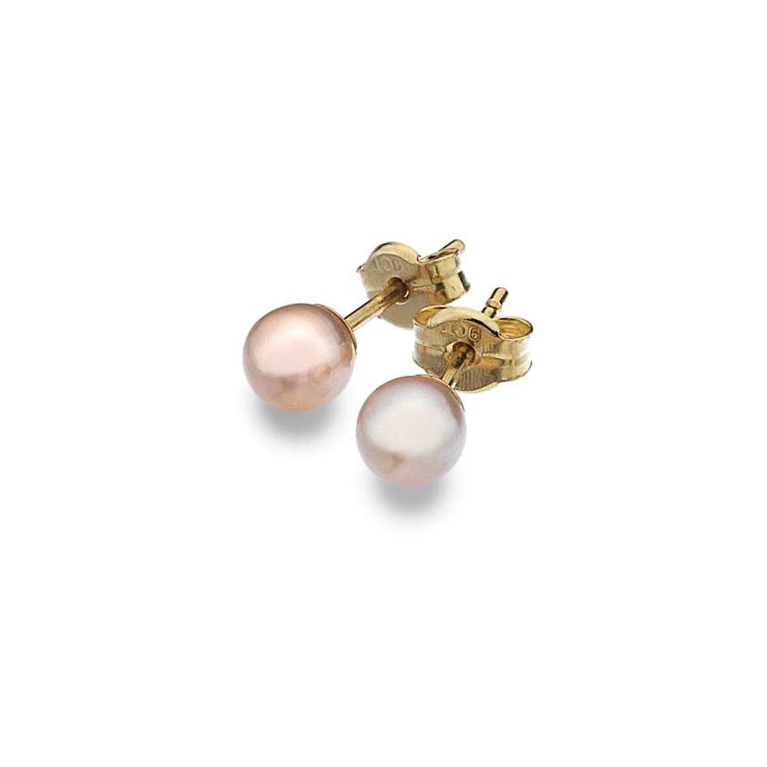 Pink 4mm Fresh Water Pearl 9ct Gold Studs
