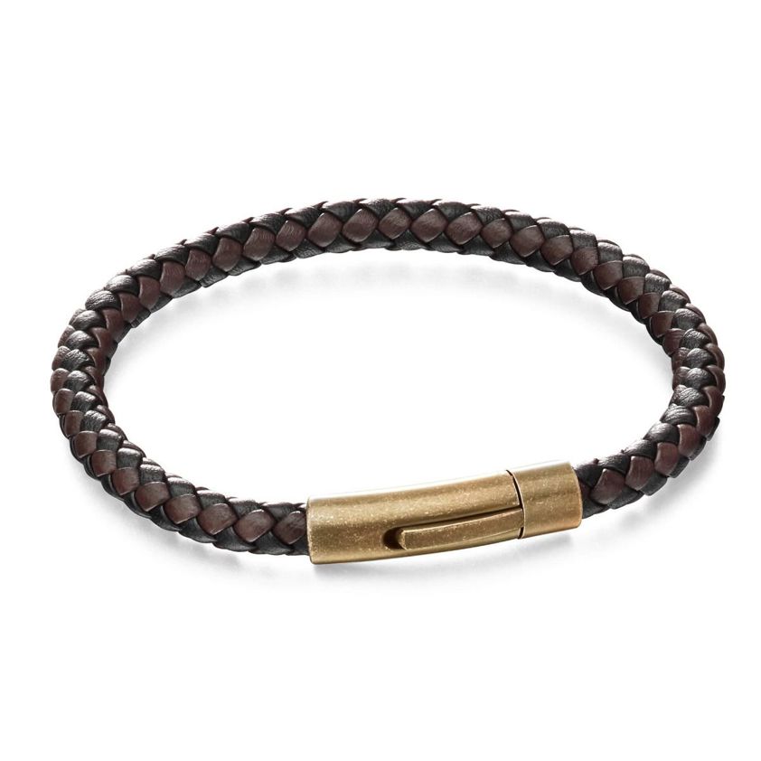 Brown/Black Woven Leather Bracelet