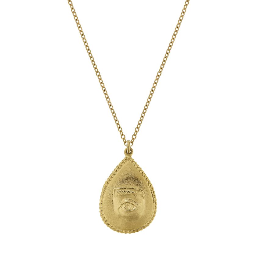 Yellow Gold Plated Sense of Sight Eye Pendant Necklace