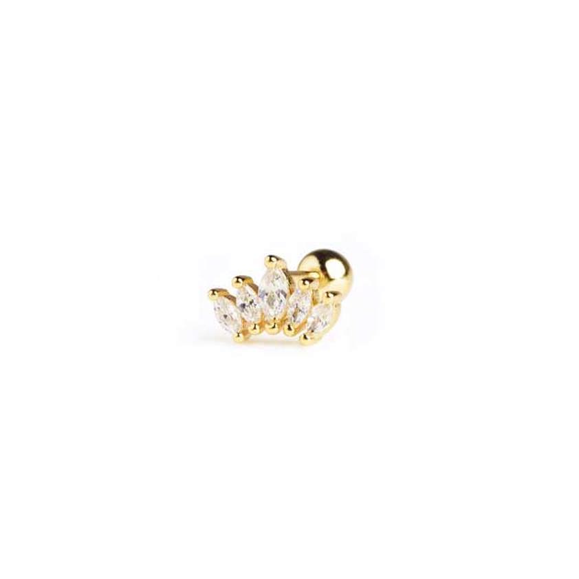 Yellow Gold Plated Lotus Barbell Cartilage stud