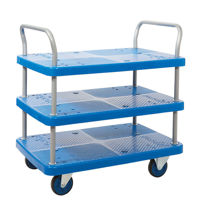 Proplaz Blue 3 Shelf Trolleys