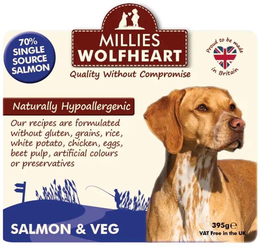 Salmon and Veg Millie's Wolfheart Wet Cans 395g
