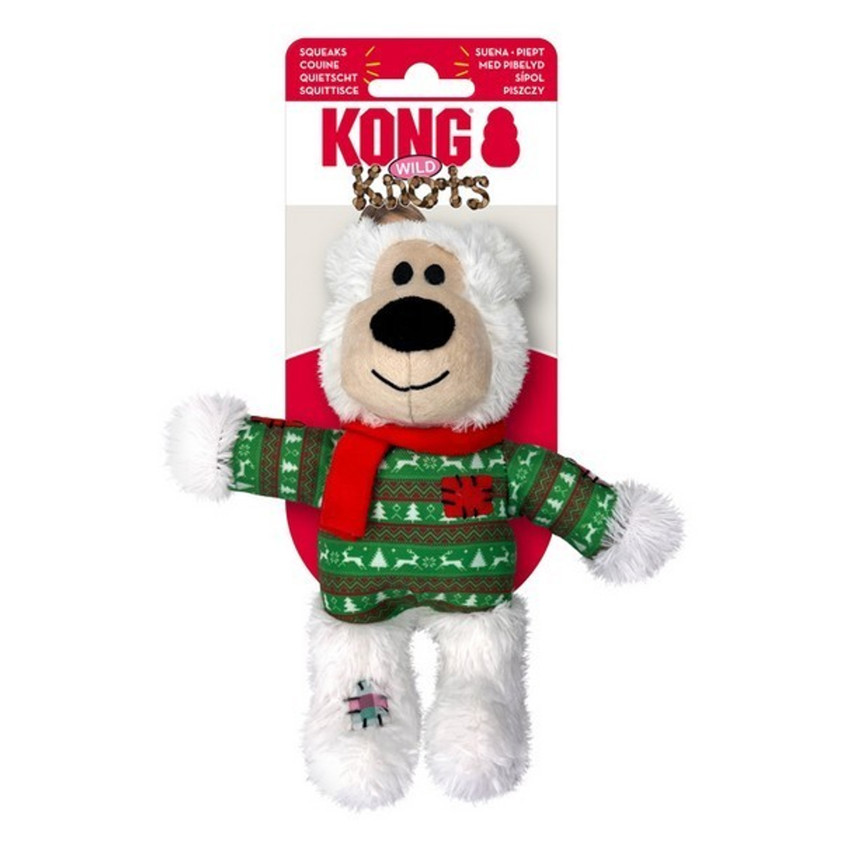 White KONG Holiday Wild Knots Bear Medium/Large