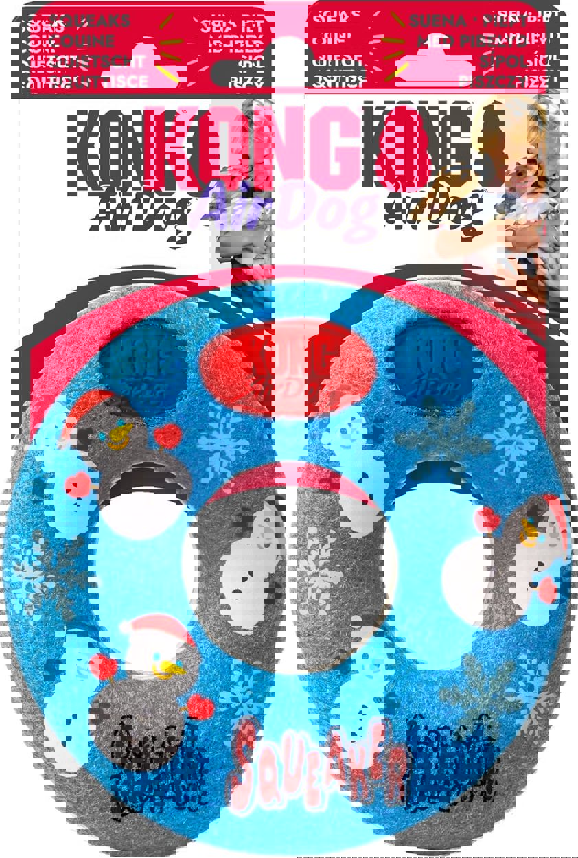 Blue Kong Christmas Air Dog Squeaker Donut