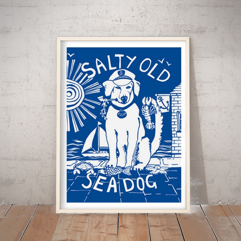 Port and Lemon Salty Old Sea Dog A3 Print