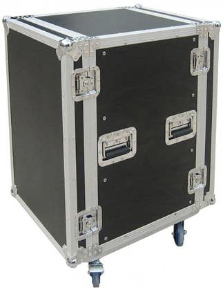 FC55 - Cobra 19" 16U Standard rack case. 9/10mm plywood.  Depth: 520mm. Lids: 70mm.  W/Wheels