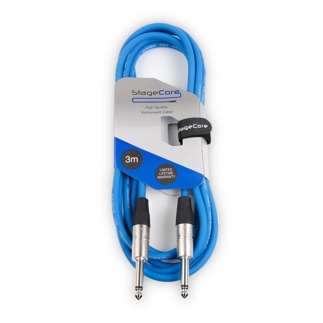 CORE100 - StageCore Premade 6.35mm-6.35mm Mono Jack Instrument Cable - Blue, 3m