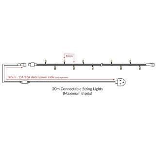 Rubber Connectable Dimmable LED String Lights Warm White, 20m