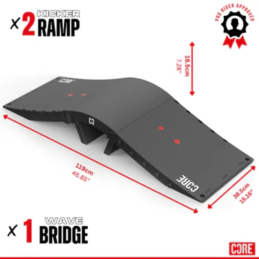 CORE SKATE RAMP - MINI WAVE RAMP SET (2 KICKERS & BRIDGE) - Bicycle ...