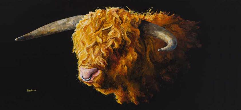 A Scottish Highland Bull Print by Angela Davidson